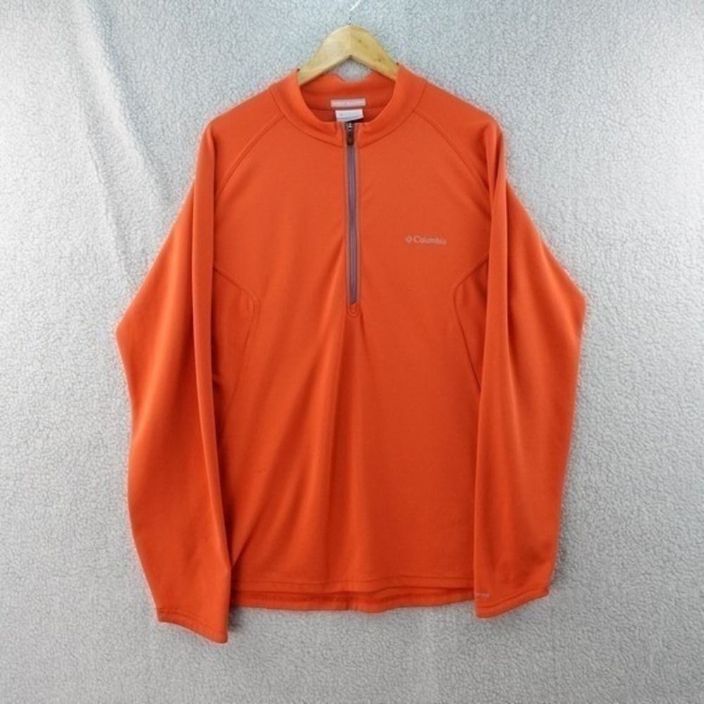 Columbia Mens XL Orange Insect Blocker 1/4 Zip Pullover Long Sleeve Fishing Camp